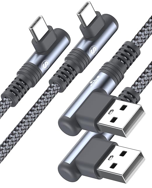 sweguard iPhone 17 Charger USB to Type C Cable 90 Degree [2-Pack,10FT] Fast Charging Cord for iPhone 17 16 15 Pro Max Plus Samsung Galaxy S25 S24 S23 S22 S21 S20 A54 A15 Note Flip LG Pixel Moto