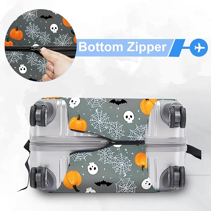ANNA QUEEN Travel Pumpkin Spooky Halloween Luggage Cover Halloween Decorations Suitcase Protector Suitcase Cover Anti-Scratch,Stretchable Luggage Travel Bag Cover Washable