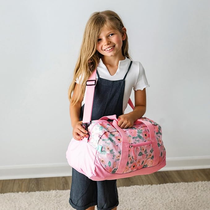 JumpOff Jo by Wildkin Overnighter Duffel Bag – Lightweight Travel Bag for Kids - Floral Watercolor