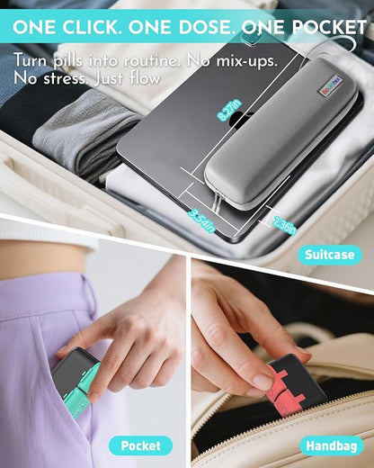 Weekly Pill Organizer 2 Times a Day, 7 Day Travel Medicine Pill Organizer with Moisture-Proof Silicone Lid, AM PM Daily Pill Bottle for Vitamins & Supplements, Pocket-Size Pill Case(Rainbow)