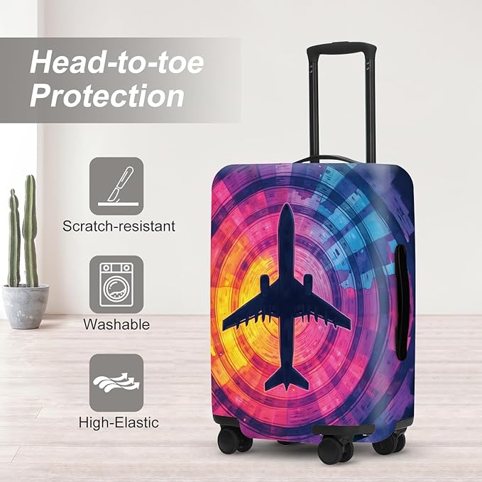 Airplane Silhouette Luggage Protector, Scratch Resistant Suitcase Cover for Frequent Flyers, Travel Essentials for Business Trips