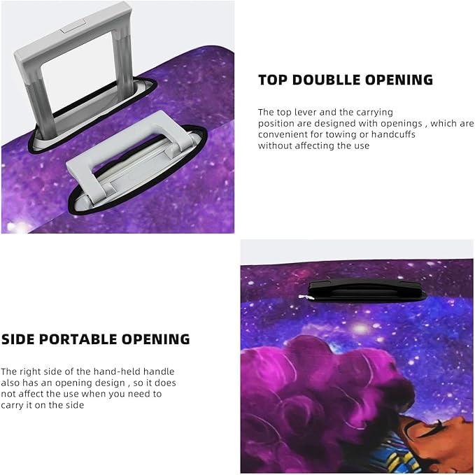 Luggage protector suitcase cover luggage cover for Suitcase Washable Suitcase Protector Anti-scratch Suitcase cover Large Afro African American Woman Lady Purple Galaxy Space3