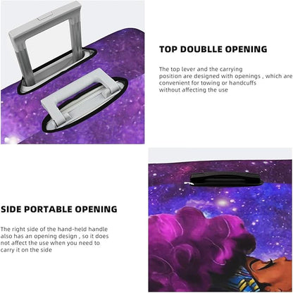 Luggage protector suitcase cover luggage cover for Suitcase Washable Suitcase Protector Anti-scratch Suitcase cover Large Afro African American Woman Lady Purple Galaxy Space3