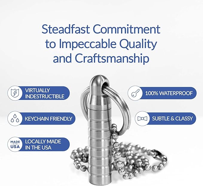 Cielo Pill Holders - Extra-Small Nitro Keychain Pill Holder, Made in USA, Titanium Keychain Container, Waterproof Pill Case, Stores 7 Nitro Pills