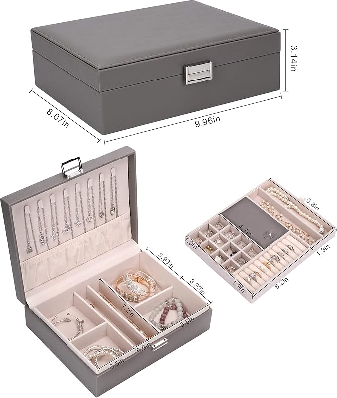 Storage and Organizer Jewelry box Jewelry Storage Box Travel Jewelry Organizer Cases craft containers for organizing/GRAY