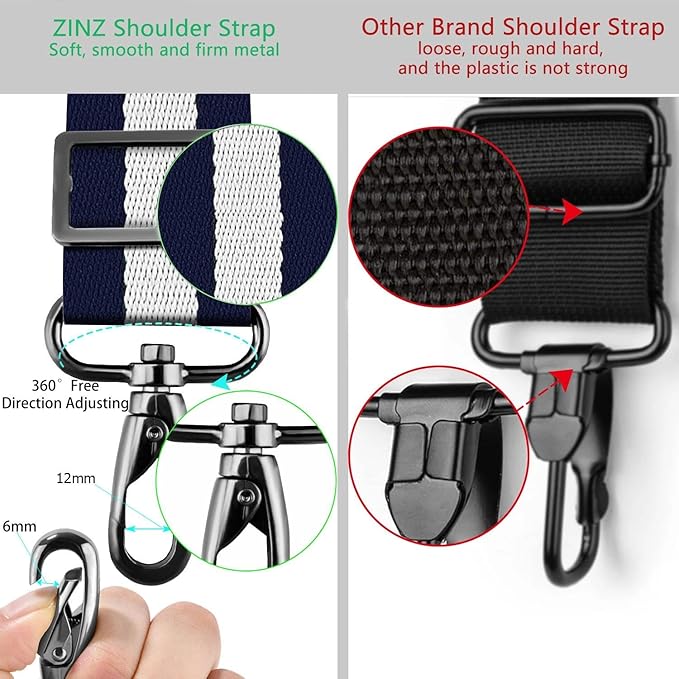 ZINZ Shoulder Strap Universal Bag Strap - 78" Ultra-Thick Padded with Dual Balanced Adjustable Buckles for Briefcase, Travel, Sports, Laptop, Crossbody Bag，Stripes-BuWBu