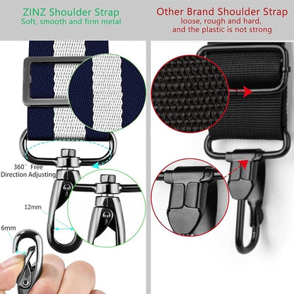 ZINZ Shoulder Strap Universal Bag Strap - 78" Ultra-Thick Padded with Dual Balanced Adjustable Buckles for Briefcase, Travel, Sports, Laptop, Crossbody Bag，Stripes-BuWBu