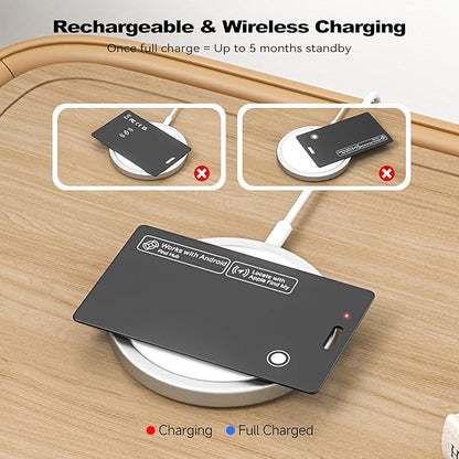 [2025 New] 2 Pack Dual Platform Rechargeable Air Tags Wallet Tracker Card, Dual System Smart Card, Compatible with Apple Find My & Google's Find Hub, Item Locator, Credit Card Size Tracker
