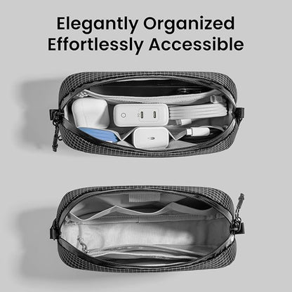 tomtoc Electronics Organizer Travel Case Performance, Water Resistant Bag Cable Tech Pouch Accessories, Carry Storage for Cord, Phone, Cables, Airpods, USB Flash Drive, Daily Items