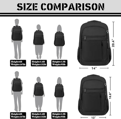 Travel Backpack, Extra Large 45L Travel Backpack for Men & Women, Expandable Laptop Bag, Water Resistant Computer Backpack Fits 18.4 Inch Laptop, Lightweight Daypack for Flight, Black