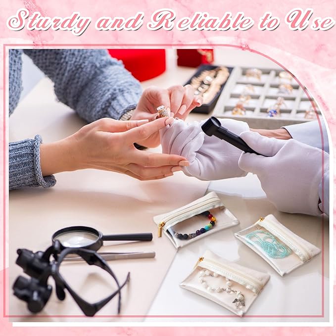 Uiifan Travel Jewelry Organizer Flannel Jewelry Bags Portable Jewelry Pouch with Zipper Pockets for Women Girl Gift