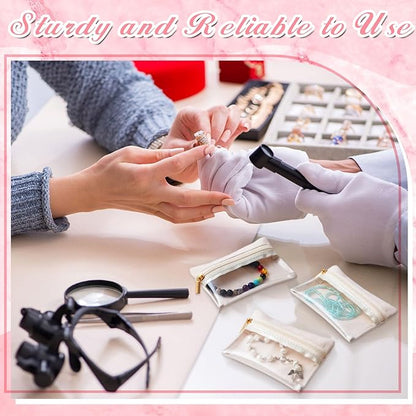 Uiifan Travel Jewelry Organizer Flannel Jewelry Bags Portable Jewelry Pouch with Zipper Pockets for Women Girl Gift