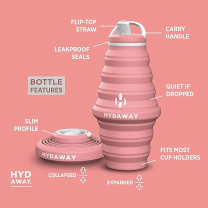 HYDAWAY 25oz Collapsible Water Bottle - BPA-Free, Leakproof, Lightweight, and Space-Saving - Perfect for Hiking, Travel, and All-Day Hydration