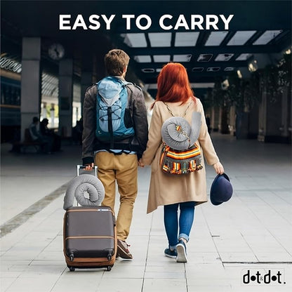 Dot&Dot Twist Memory Foam Travel Pillow for Neck, Chin, Lumbar and Leg Support - Neck Pillows for Sleeping Travel Airplane - Adjustable, Bendable Roll Pillow