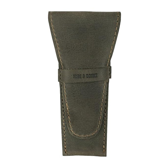 Hide & Drink, Leather Safety Razor Case, Shaving Accessories, Personal Care Essentials, Handmade Includes 101 Year Warranty (Dark Jade)