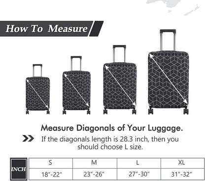 HYPER VENTURE Washable Luggage Cover - Fashion Suitcase Protector Fits 31-32 Inch Luggage (Black Maze, XL)