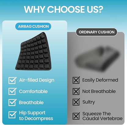 Sondor Travel Cushion, Inflatable seat Cushion, Suitable for Airplane Seats, Long-Distance Travel, Office wheelchairs and Other Portable seat Cushions (Black)