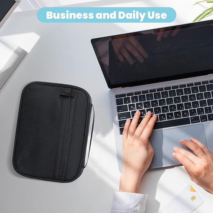 Electronics Organizer Bag, Portable Cable Organizer Case Travel Electronic Accessories Storage Case - Travel storage bag for Cables, Chargers, Phone, SD Cards - Black