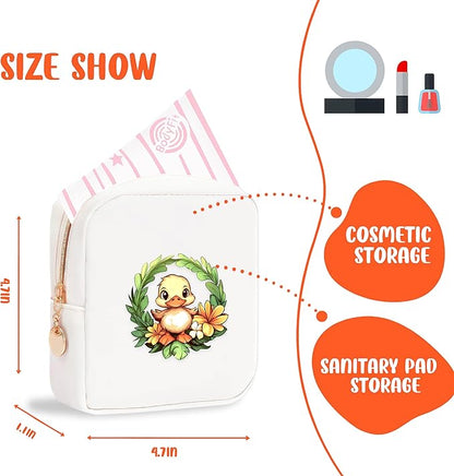 Duck Mini Makeup Bag, Duck Gift For Women Girls, Cute Portable Zipper Pouch Cosmetic Bag For Teen Girls Kids, Small Storage Bag For Sanitary Pad, Period napkin bag!