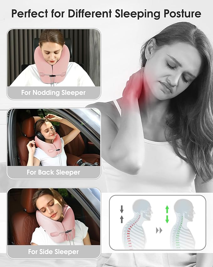 jiaao Travel Pillow,Travel Neck Pillows for Airplanes, Memory Foam Travel Pillows with 360° Head and Neck Support,Ergonomic Design Travel Essential Suitable for Plane,Car, Home,Train and Bus Trip