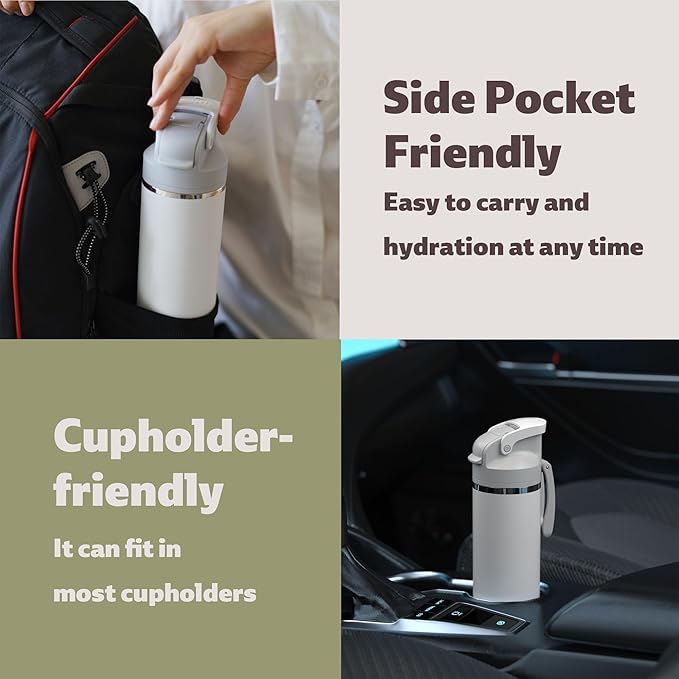 OISIZ Insulated Water Bottle 24 oz with 2 in 1 Spout and Straw Lid,One Click Safety Lock,100% Leakproof,Keep Cold 24H,Vacuum Stainless Steel Water Bottle for School,Travel and Sports,Dishwasher Safe