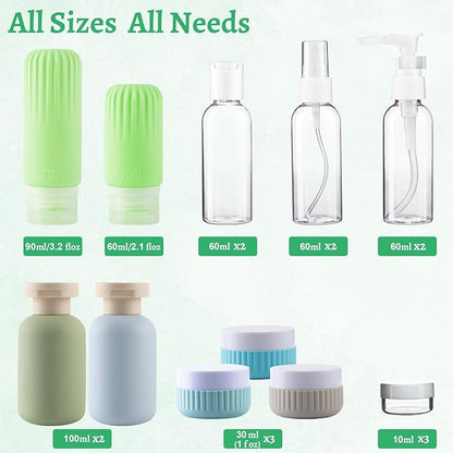 Travel Bottles for Toiletries, 25 Pack TSA Approved Travel Size Containers for Toiletries, Leak Proof Refillable & Squeezable Toiletry Bottles Kit with Clear Bag for Shampoo Lotion Cream Conditioner