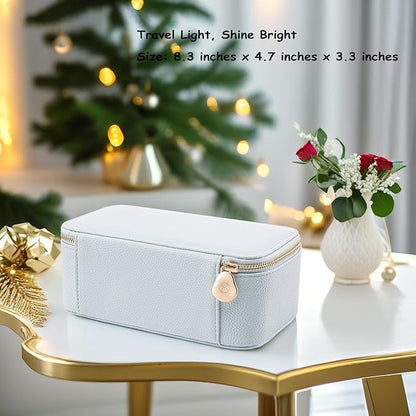 Vlando Travel Jewelry Box Organizer - 12 Small Velvet Zipped Pouches Pockets for Jewelries Necklaces Rings Earrings Sorting Storage, Baby Blue