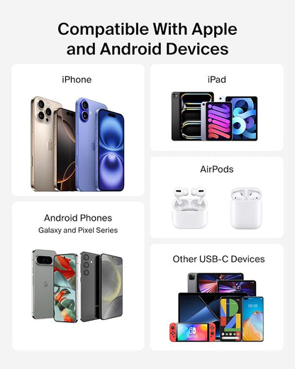 Belkin Portable Charger, Slim USB-C Power Bank 10,000mAh w/ 2 USB-C Ports, Digital Battery Display, 20W Charging Battery Pack - iPhone 17, Air, Pro, Samsung Galaxy S25, Pixel 10, iPad, & More - Black