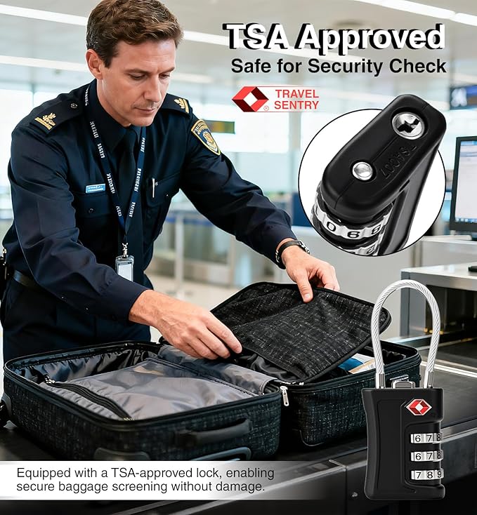 TSA Locks for Luggage, 3 Digit Combination, Suitcase Locks TSA Approved, Easy Read Dials, Luggage Locks for Suitcase, Toolbox, Backpack, Bag, Gym Locker