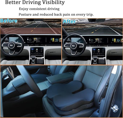 Seat Cushion - Memory Foam Dual-Layer Chair Cushions for Car Seat Cushion, Office Chair Cushion, Coccyx Cushion for Tailbone Pain Relief, Ergonomic Seat Cushion, Soft and Firm