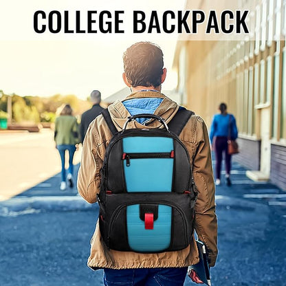 YOREPEK 18.4 Laptop Backpack, Large Backpacks with USB Charger Port, TSA Friendly Flight Approved Weekend Carry on Backpack with Luggage Strap for Men and Women, Blue