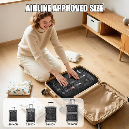 36L Vacuum Bags for Travel, Waterproof Compression Bags with Wireless Lockable Pump, Reusable Vacuum Packing Cubes Compatible with Suitcase, Luggage, Backpack (1PC + Pump + Shoulder Strap)