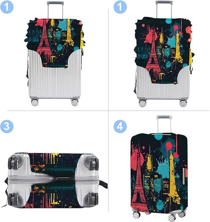 Luggage Cover Washable Suitcase Protector Anti-scratch Suitcase cover Fits 20-34 Inch Luggage (Tower-4, L(28-30inch suitcase))