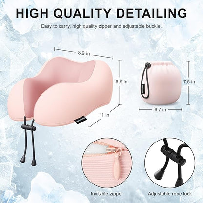 Travel Pillow for Airplane-3 Pack Memory Foam Neck Pillows, Soft Support Travel Essentials for Travelling, Sleeping Rest, Car, Train and Home Use(Grey&Black&Pink)