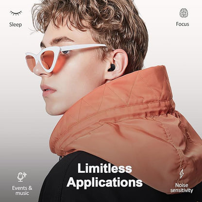 Ear Plugs for Sleeping Noise Cancelling, 45dB Noise Reduction Earplugs for Sleep, Concert, Snoring, Parenting & Noise Sensitivity Relief, Hearing Protection Reusable Earplugs with 8 Soft Tips Black