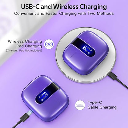 TAGRY Bluetooth Headphones True Wireless Earbuds 60H Playback LED Power Display Earphones with Wireless Charging Case IPX5 Waterproof in-Ear Ear buds with Mic for TV Smart Phone Laptop Computer Sports