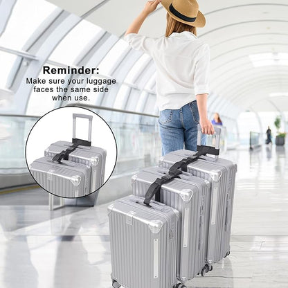 Vigorport Luggage Straps, Straps for Suitcase, 1.5”Width Add A Bag Stretchable Attachment Accessories for Connect Your 3 Luggage Together (Black, 1.5" Width)