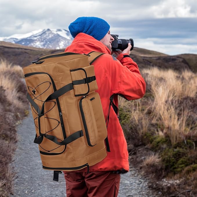 Lyweem Large Duffle Bag Backpack for Travel, 70L Heavy Duty Gym Duffel Bag with Shoes Compartment for Men & Women, Weekender Overnight Sports Backpack for Traveling