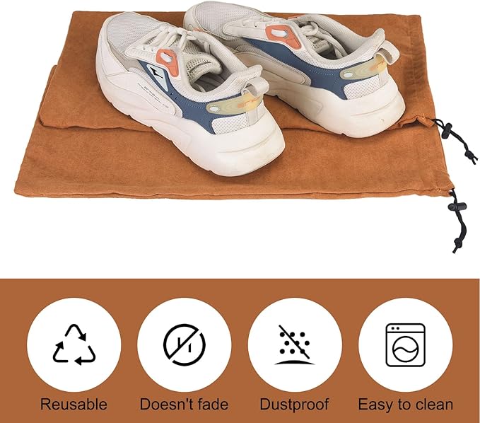 LAKE OF FIRE 8 Pcs Single Shoe Bags for Travel - 18"X9" Packing Shoe Travel Bags for Suitcase, Shoes (Brown)