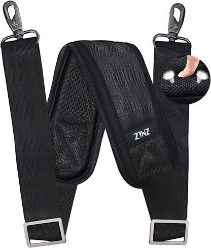 ZINZ 79 inch Shoulder Strap, Extra-thick Fixed Cushion Pad and Dual Clasps Universal Replacement Strap with Metal Swivel Hooks for Laptop Bags, Luggage Bags, Camera, Crossbody (200cm,Black)