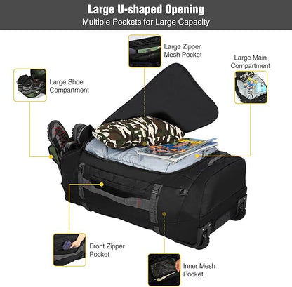 REDCAMP 85L/120L/140L Foldable Duffle Bag with Wheels, Large Travel Duffel Bag