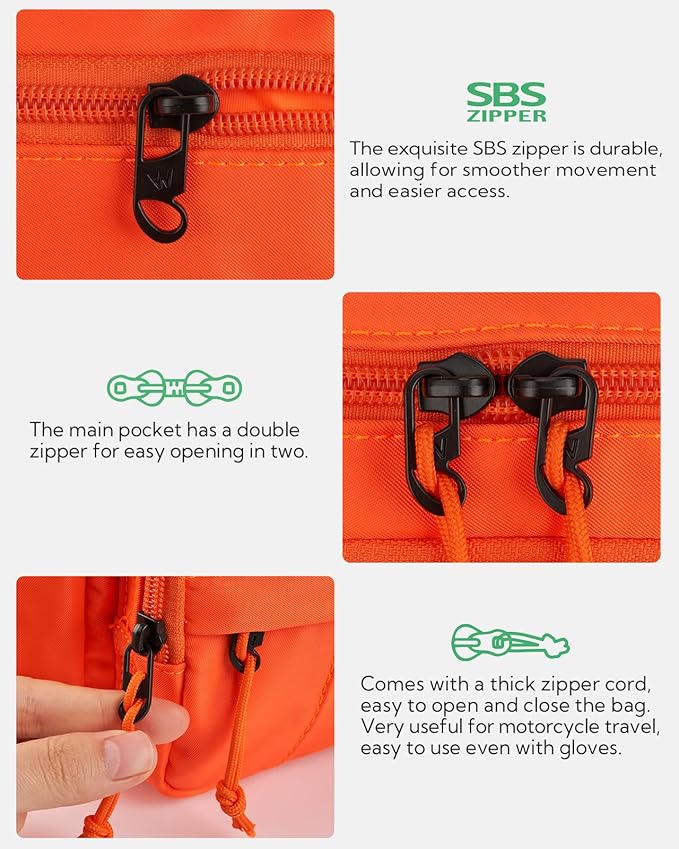 WATERFLY Fanny Pack Waist Packs: Large Crossbody Fanny Packs for Women Men with 5 Zipper Pockets Adjustable Strap Waist Bags Hip Pack for Traveling Cycling Running Hiking-Orange