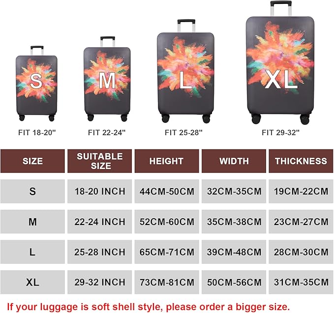 WUJIAONIAO Travel Luggage Cover Baggage Suitcase Cover Protector Skins 18-32 Inch (Graffiti, XL (for 29-32 inch luggage))