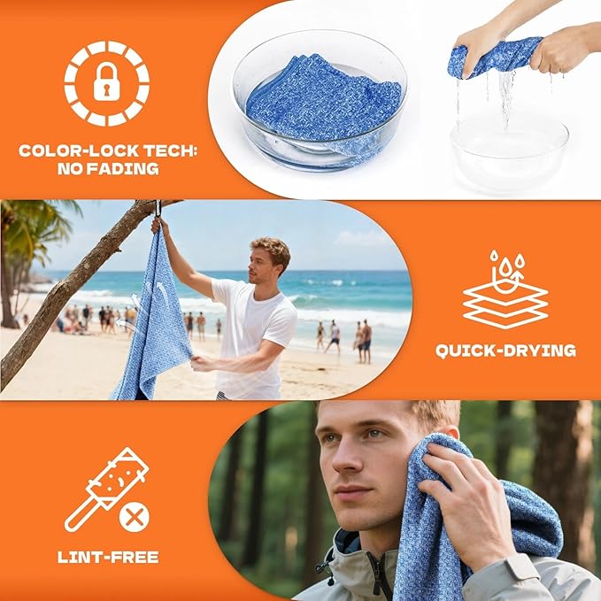 Camping Towels Quick Dry Sweat Towels for Gym, Absorbent Fast Drying Lightweight 27 inch X 55 inch Negative Ions Odorless Gym Towels for Men & Women,Yoga Sports Travel Outdoor (Large Blue)