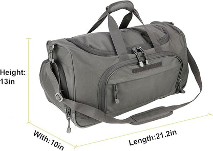 Military Tactical Outdoor Gym Bag Small Duffel Bag with Shoes Compartment for Sports Travel Camping Hunting (B-Grey)