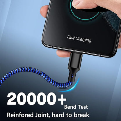 USB A to USB C Charger Cable, 5 Pack [3/3/6/6/10ft] Type C Fast Charging Cord High Data & Transfer Wire Compatible for iPhone 16/15/Pro/Plus/Pro Max iPad Pro Air ps5 Controller Samsung (BlackBlue)