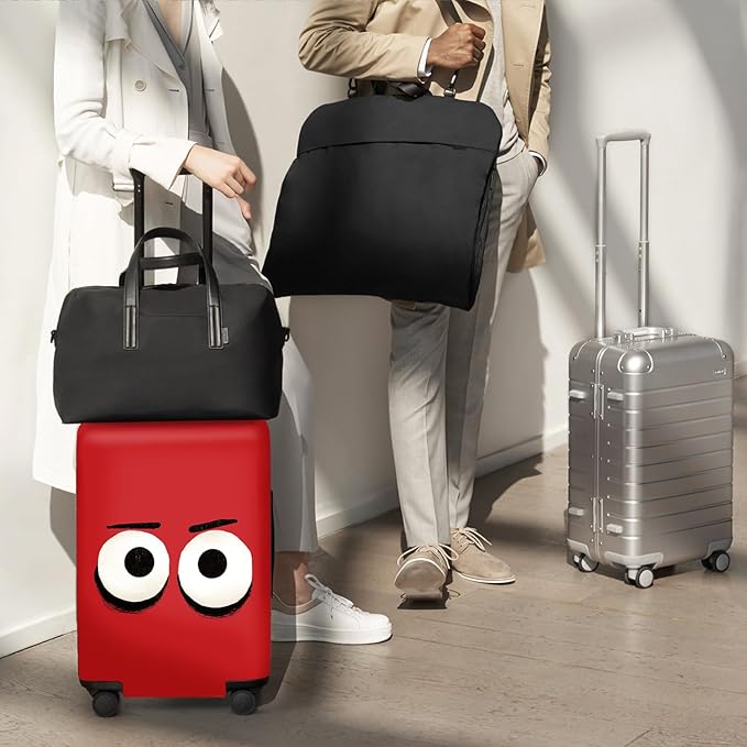 ANNA QUEEN Cut Emoticons Red Luggage Cover Washable Suitcase Protector Suitcase Cover Anti-Scratch,Stretchable Fit for 18-32Inch Luggage,Travel Bag Cover M(fits 22-25Inch suitcase)