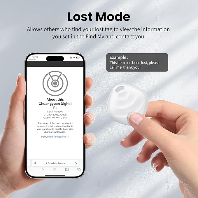 Air Tracker Tags-4 Pack, Smart Bluetooth Tracker Works with Apple Find My (iOS Only), Tracking Tag with Lanyard, Item Finder for Luggage, Key, Suitcases, Replaceable Battery(Not for Android Devices)