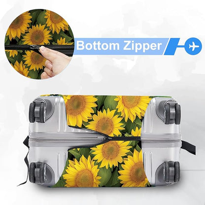 FOREVER QUEEN Sunflower Luggage Cover Suitcase Protector Suitcase Cover Anti-Scratch,Stretchable Bag Cover Washable Durable Polyester