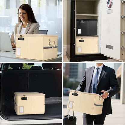 TOMKID 5200°F Fireproof Document Box, Fire Important Document Organizer with Lock, Upgraded Heat Insulated Filing Storage Cabinet Office Organization (5200°F Fireproof Box, Off-white)